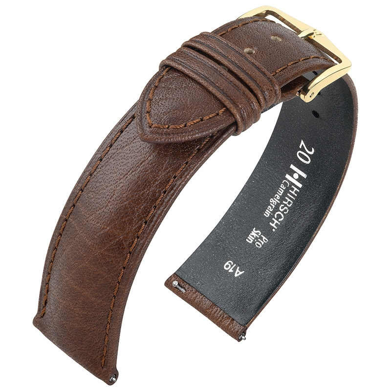 Hirsch Camelgrain Horlogebandje Pro Skin Antiallergisch Leer Bruin