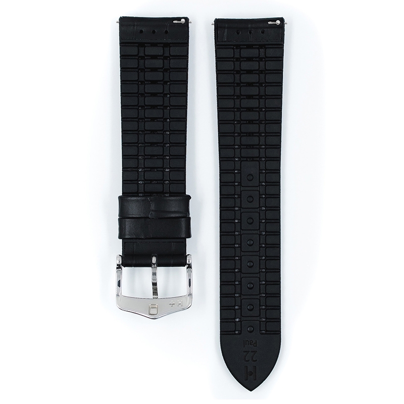Hirsch Paul Performance Horlogeband Zwart Leer / Zwart Rubber