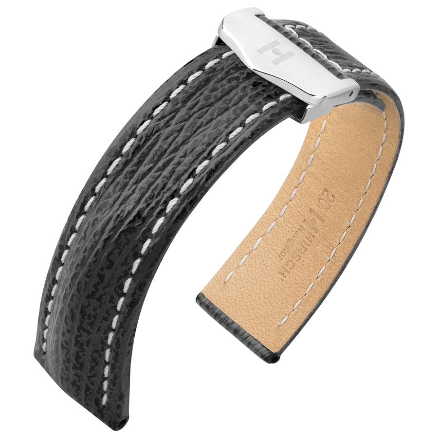 Horlogeband voor Breitling Vouwsluiting - Hirsch Navigator Haaienleer Zwart 20-18