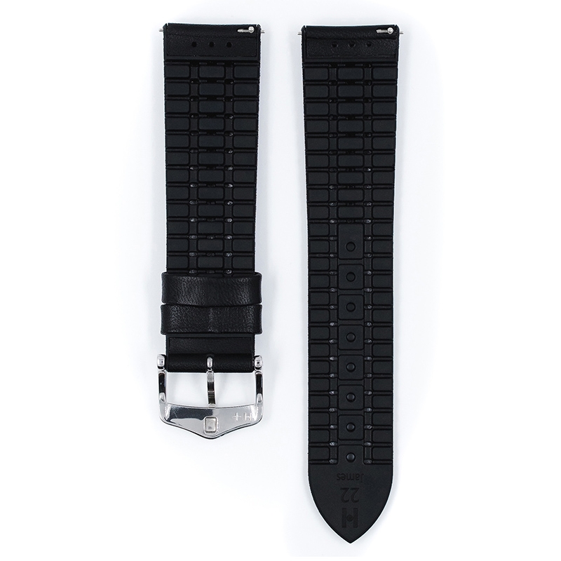 Hirsch James Performance Horlogeband Zwart Leer / Zwart Rubber