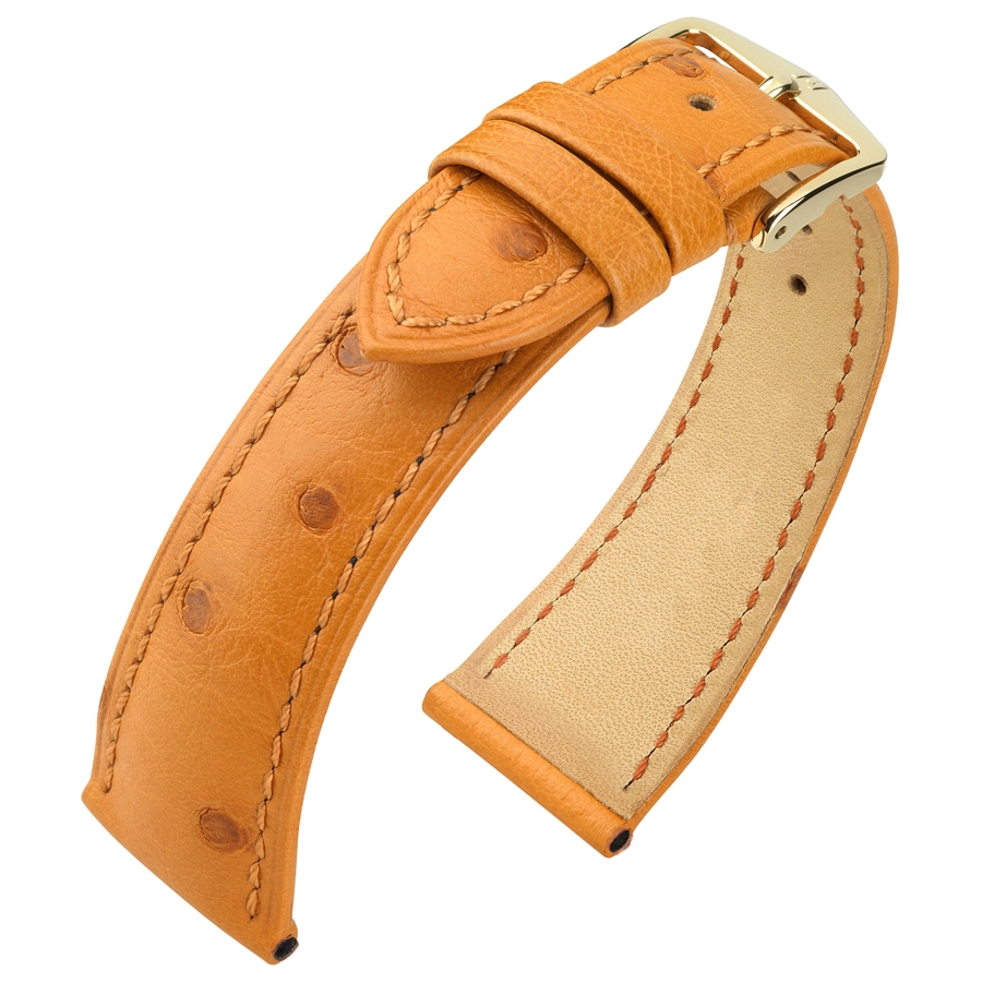 Hirsch London Strauss Horlogebandje Struisvogelleer Lichtbruin - 14mm