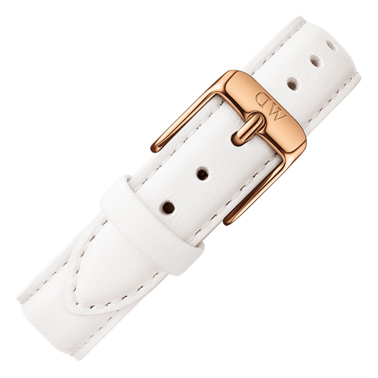 Daniel Wellington 14mm Petite Bondi Wit Leer Horlogebandje Rosé Gesp