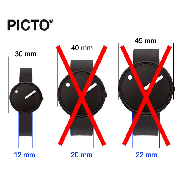 Picto Horlogebandje Zwart Rubber - 12mm