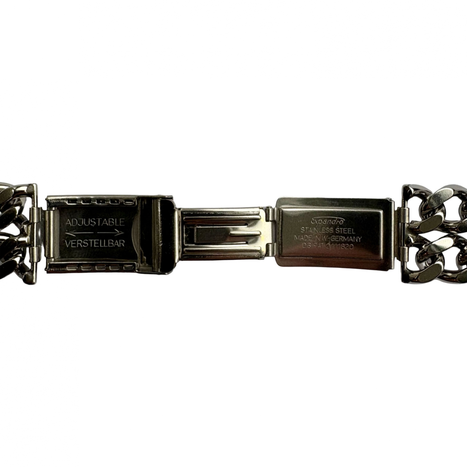 Expandro Double Chain Link Stalen Horlogeband 717/22 - 722/22 - Vintage New Old Stock Jaren 1970