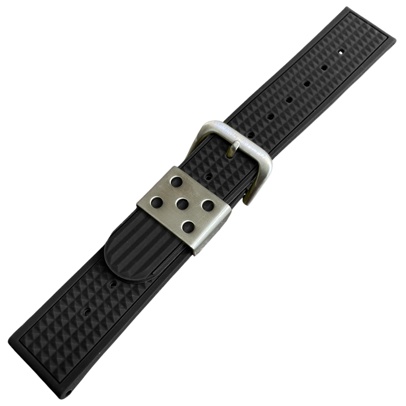 Waffle Strap Rubberen Horlogeband Zwart