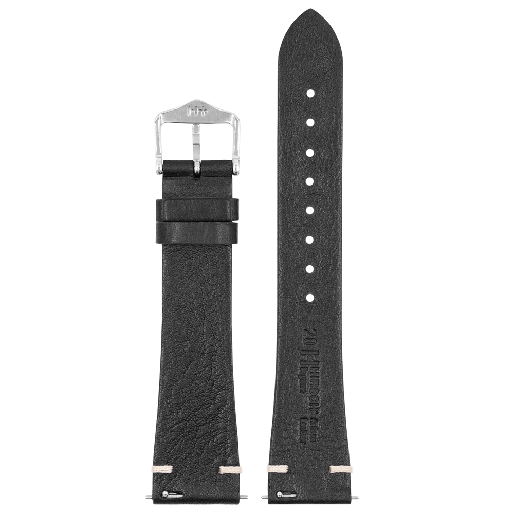 Hirsch Bagnore Artisan Horlogebandje Vintage Leer Zwart