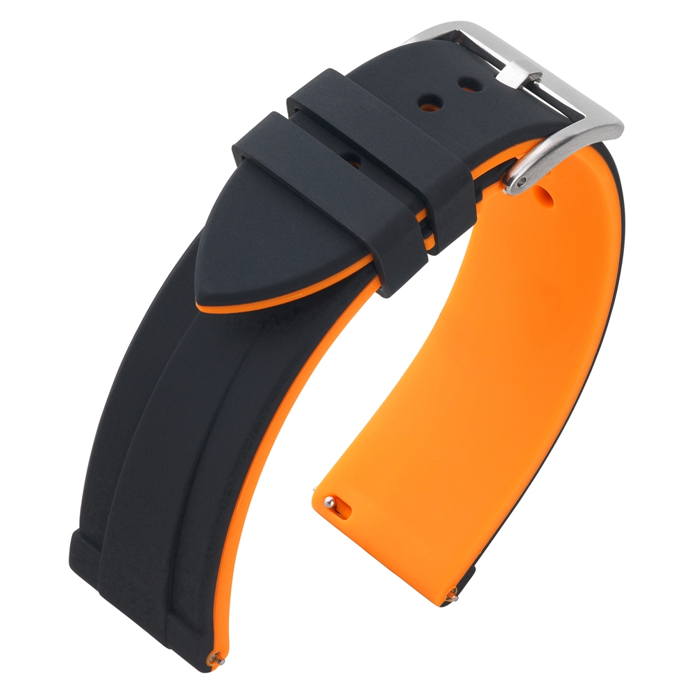 Silicone Rubberen Horlogeband Zwart Oranje