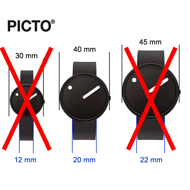Picto Horlogebandje Zwart Rubber - 20mm