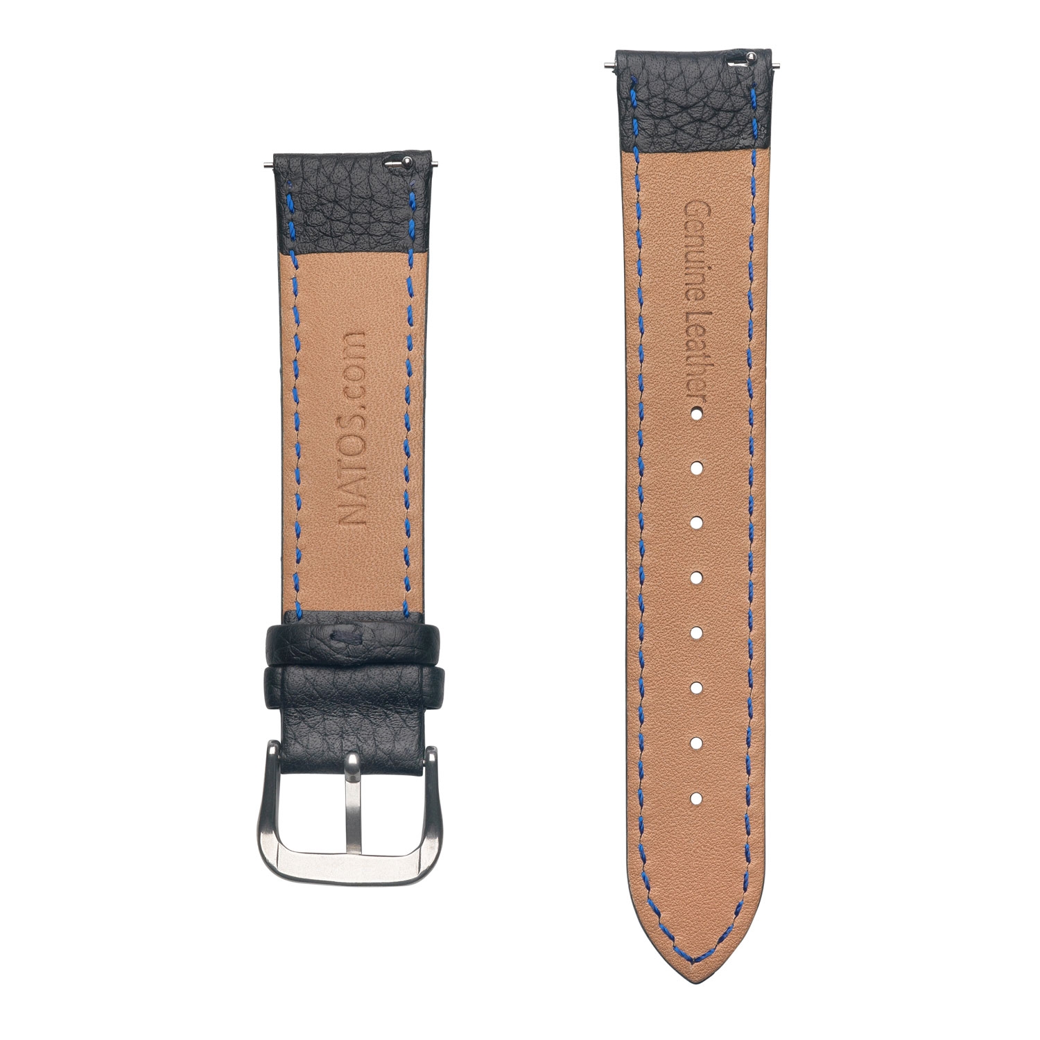 Lederen Horlogebandje Epsom Lychee Pattern Zwart