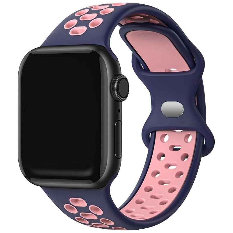 Apple Watch Sportieve Horlogeband Silicone Rubber Blauw Roze