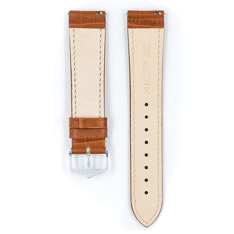 Hirsch Duke Horlogebandje Alligatorgrain Lichtbruin