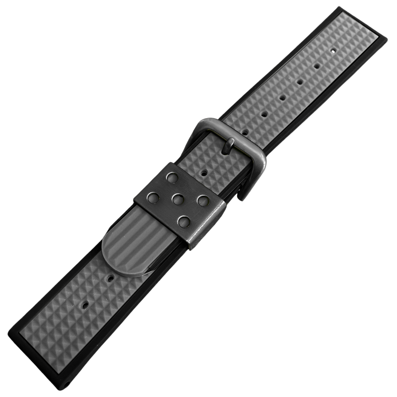Waffle Strap Rubberen Horlogeband Zwart Grijs