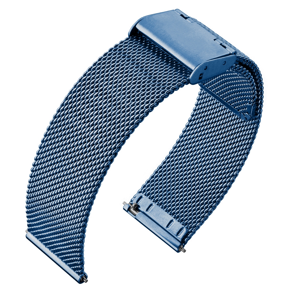Milanese Mesh Horlogebandje 0.6 Fijn Geweven Blauw Staal