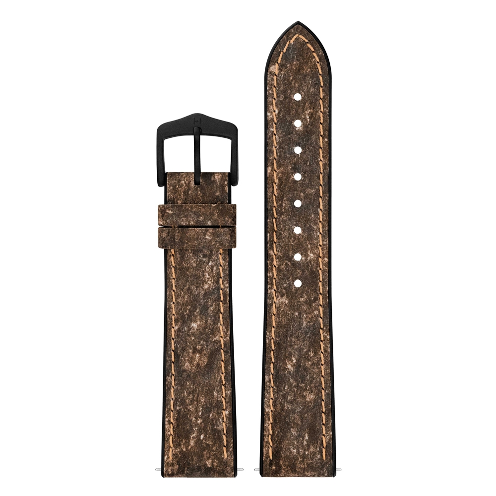 Hirsch Stone Performance Horlogeband Leisteen / Rubber - Bruin