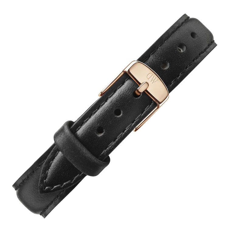 Daniel Wellington 13mm Classy Sheffield Zwart Leer Horlogebandje Rosé Gesp