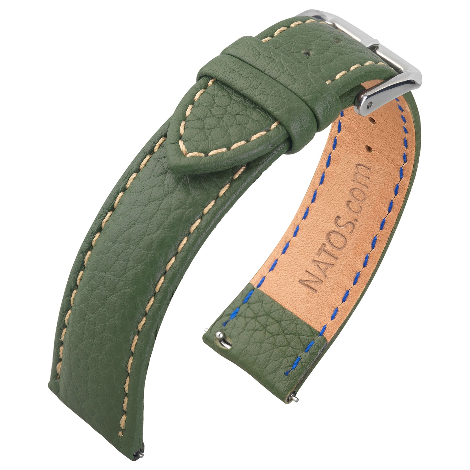 Lederen Horlogebandje Epsom Lychee Pattern Mosgroen