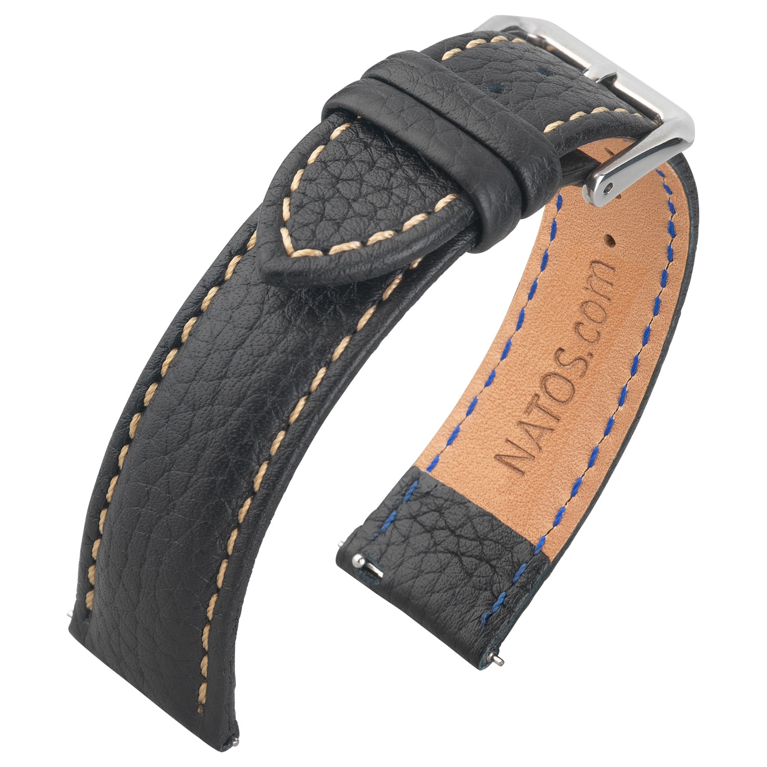 Lederen Horlogebandje Epsom Lychee Pattern Zwart
