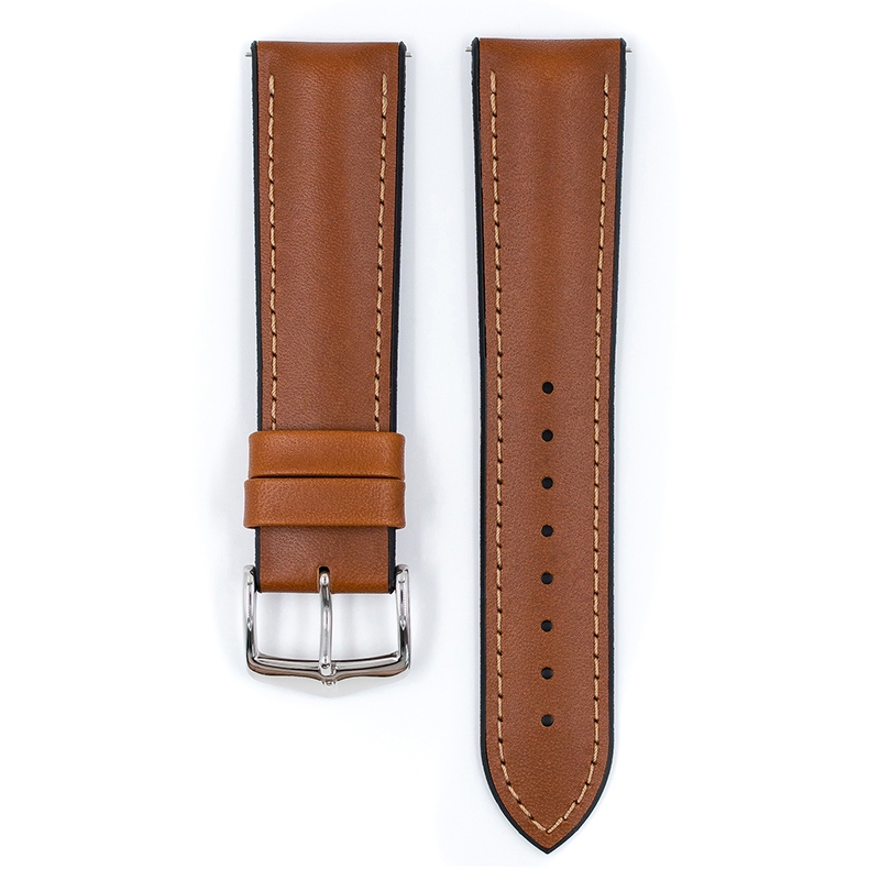 Hirsch James Performance Horlogeband Goudbruin Leer / Zwart Rubber