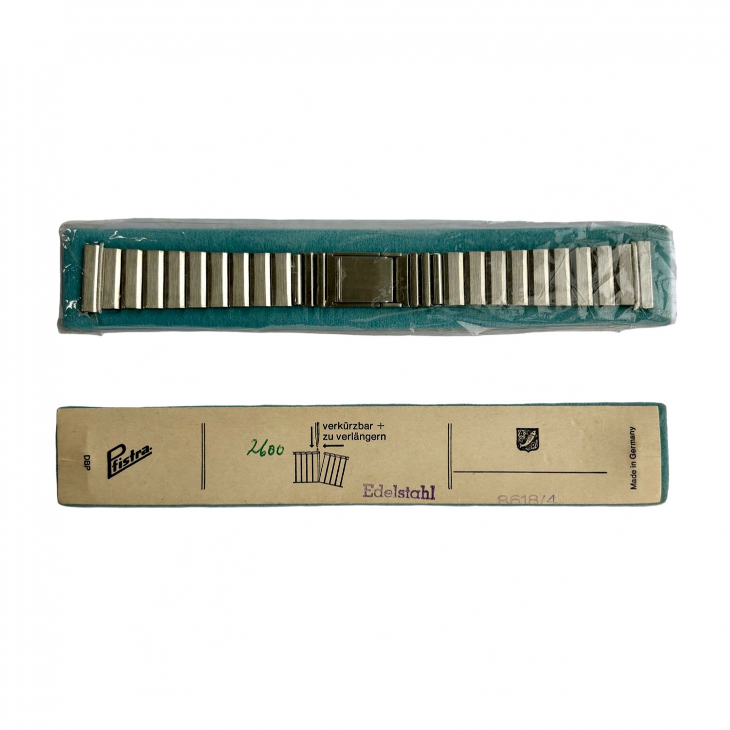 Pfistra Stalen Horlogeband 8618/4 - Vintage NOS Jaren 1970 - 20/16mm