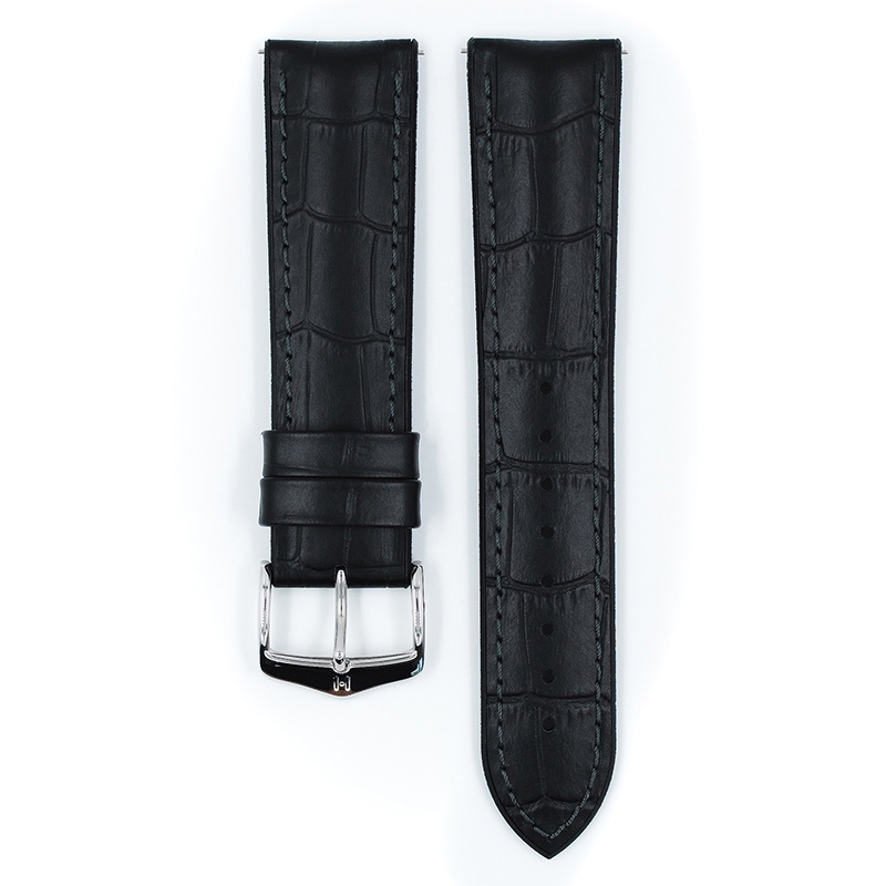 Hirsch Paul Performance Horlogeband Zwart Leer / Zwart Rubber