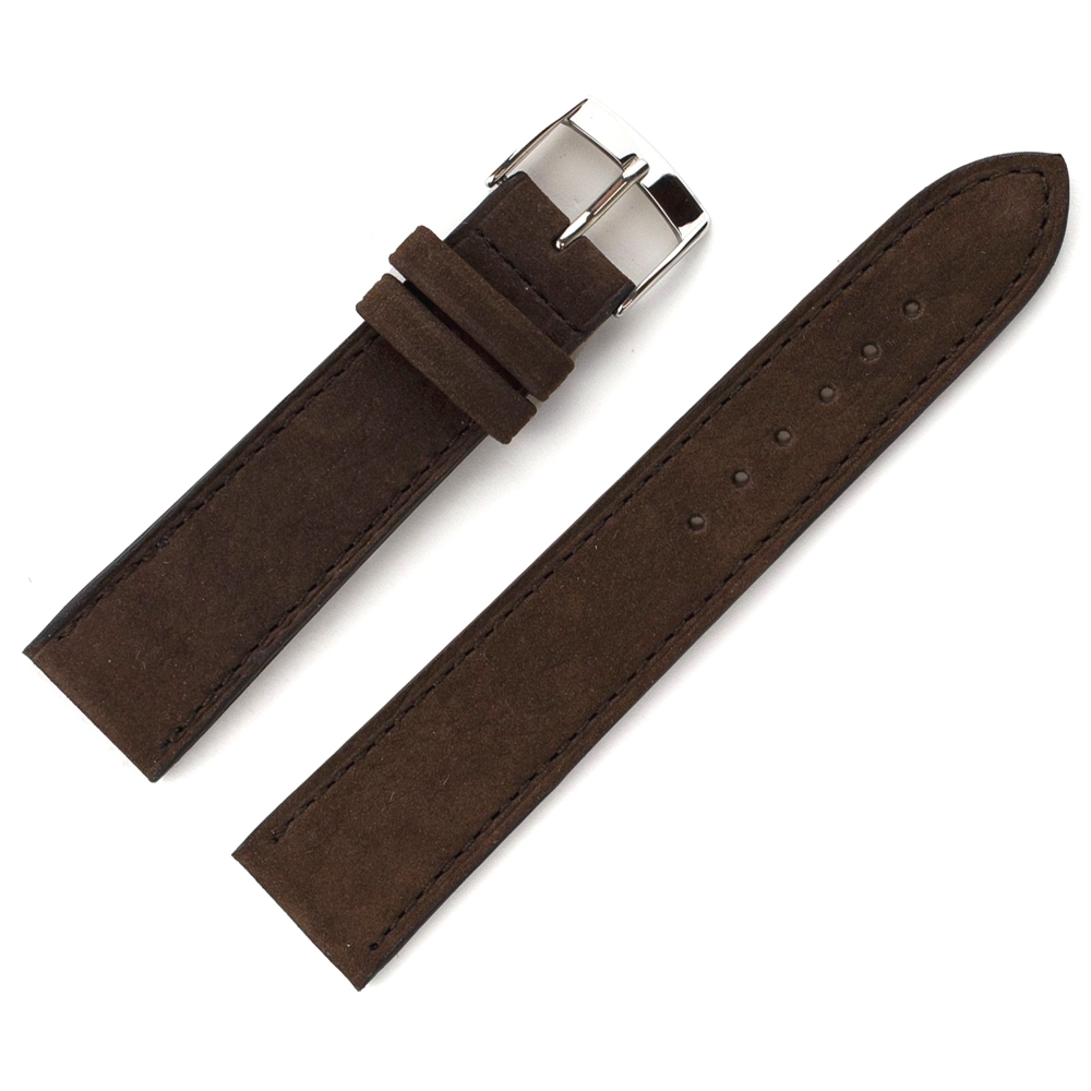 LIC Nubuck Stierenleer Horlogeband Chocoladebruin