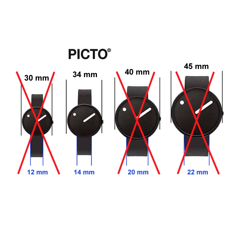 Picto Horlogebandje Zwart Leer - 14mm