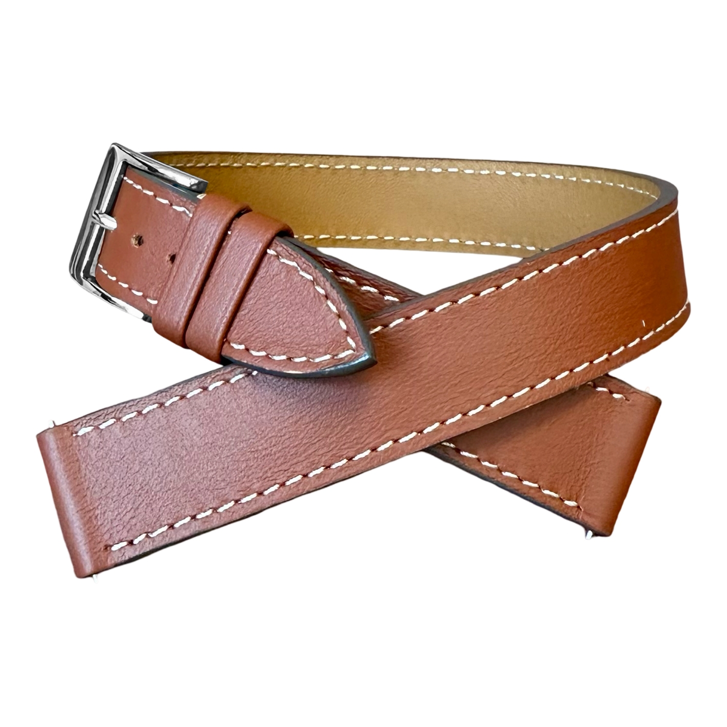 LIC Double Tour Type Hermes Wikkel Horlogeband Nappa Kalfsleer Cognac