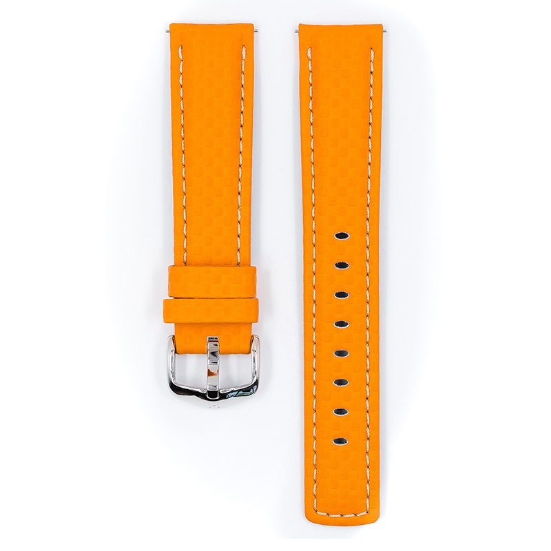 Hirsch Carbon Horlogebandje 100 m Water-Resistant Oranje