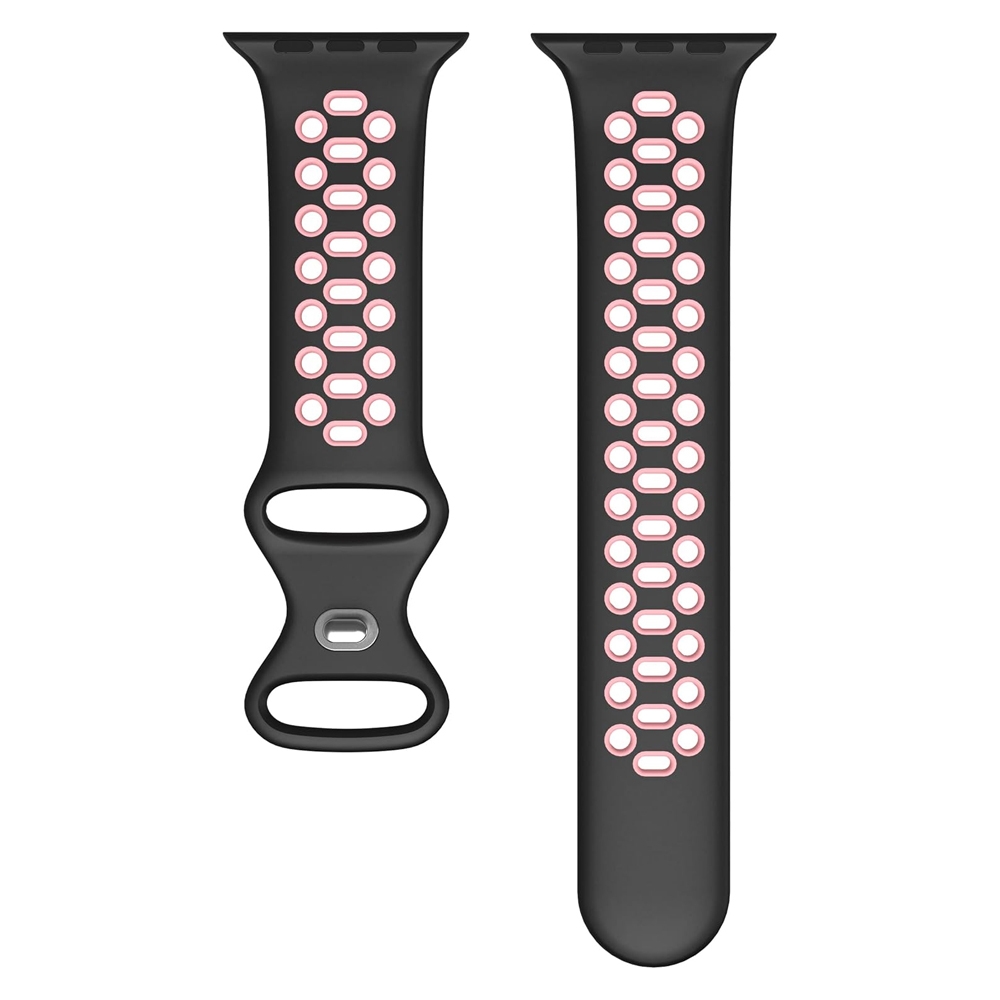 Apple Watch Sportieve Horlogeband Silicone Rubber Zwart Roze