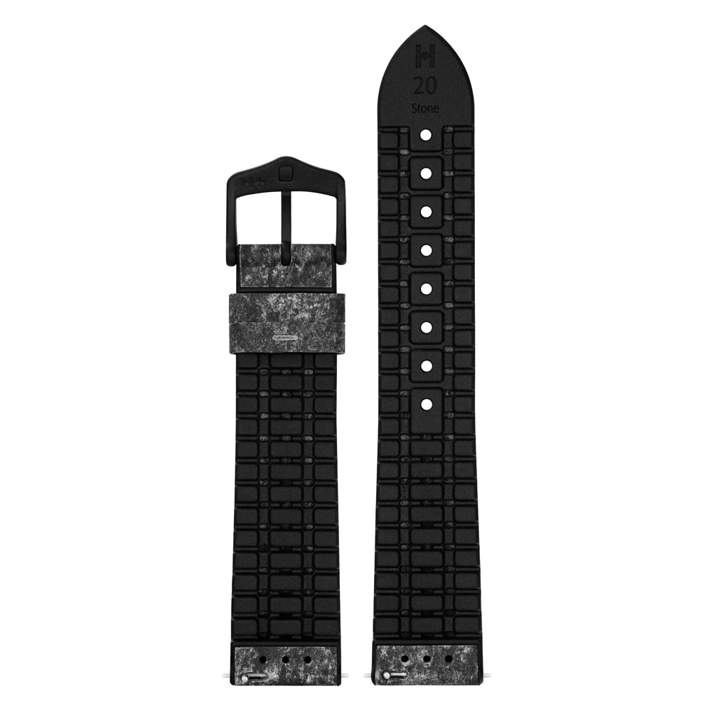 Hirsch Stone Performance Horlogeband Leisteen / Rubber - Zwart