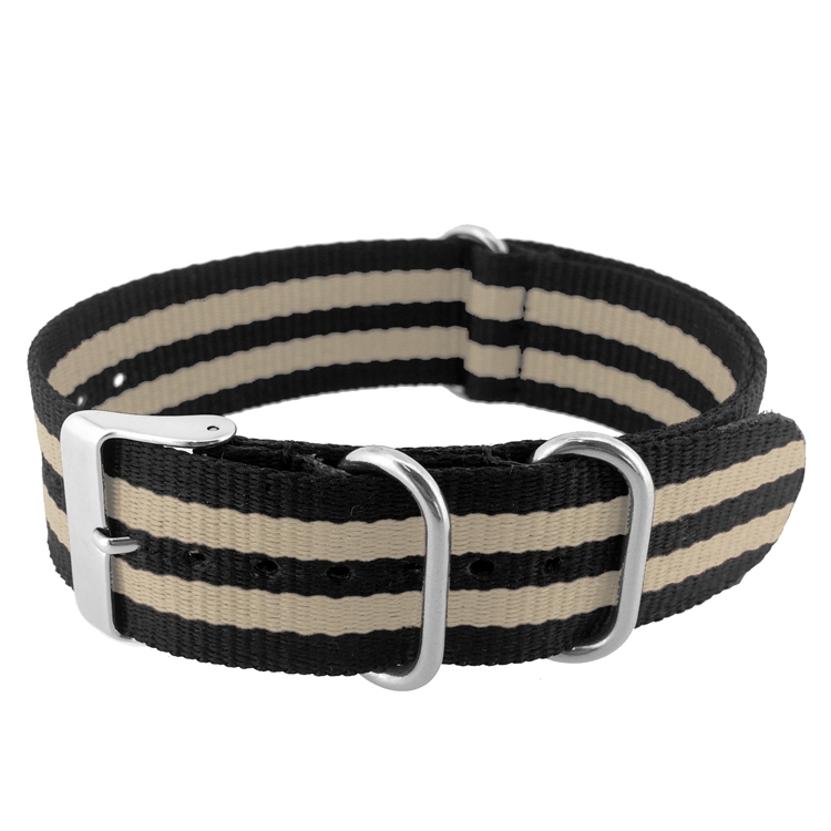 NATO Strap Nylon Horlogeband Black Khaki Bond