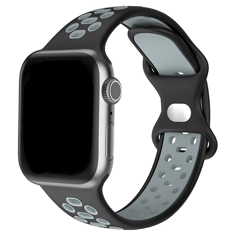 Apple Watch Sportieve Horlogeband Silicone Rubber Zwart Grijs