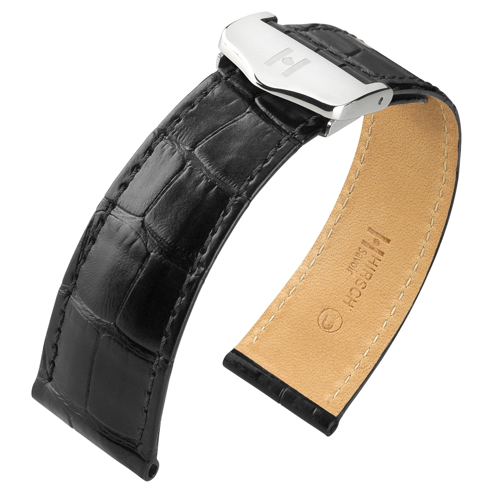 Horlogeband voor Cartier Tank met Vouwsluiting - Hirsch Savoir Louisiana Alligator Zwart