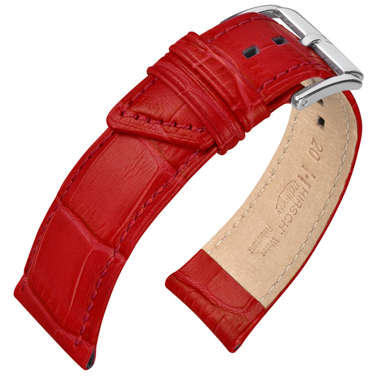 Hirsch Princess Horlogebandje Alligatorgrain Rood