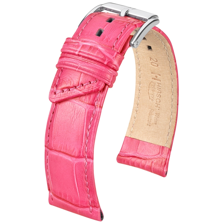 Hirsch Princess Horlogebandje Alligatorgrain Roze