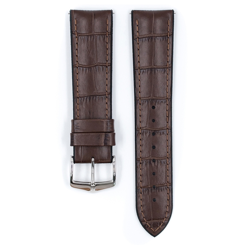 Hirsch Paul Performance Horlogeband Donkerbruin Leer / Zwart Rubber