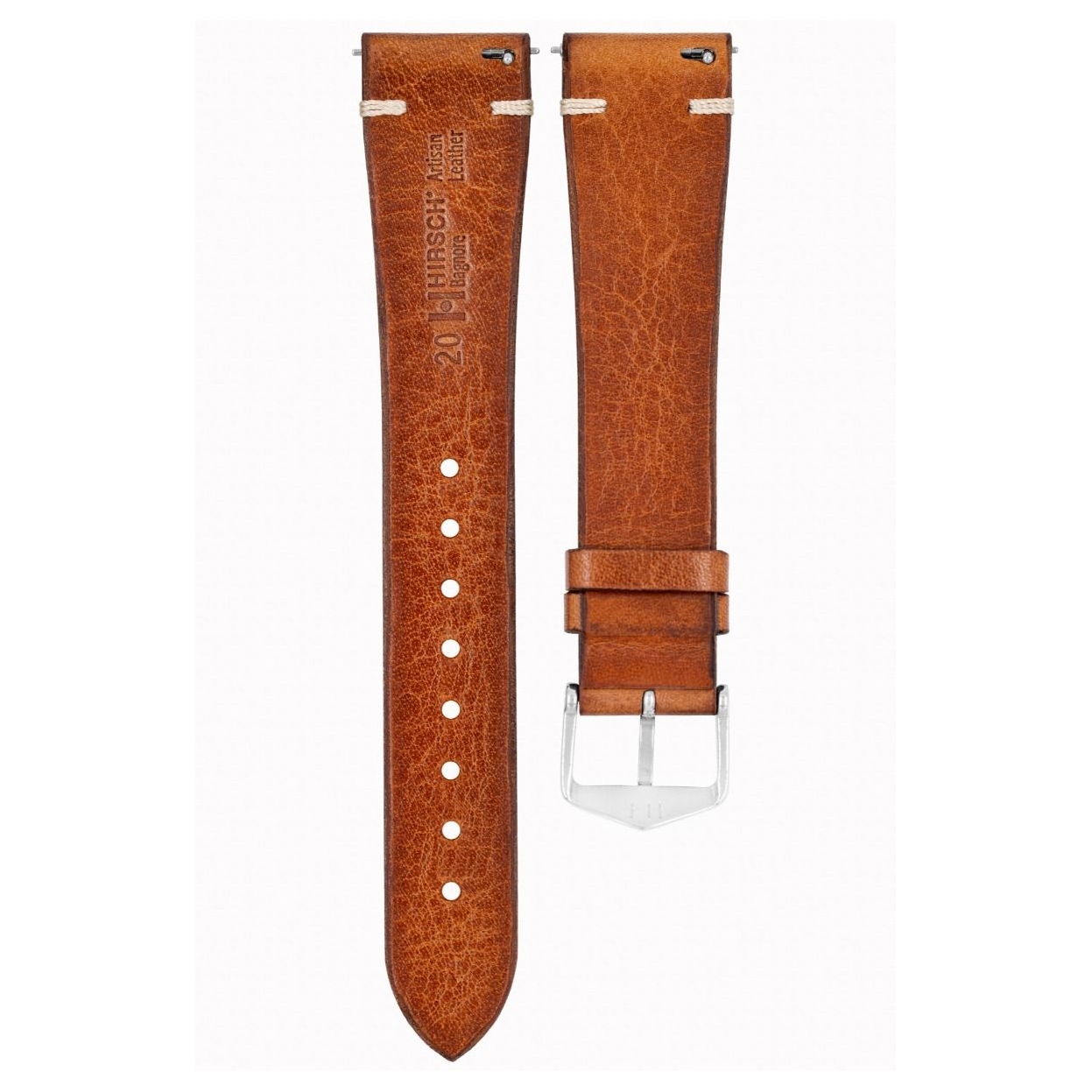 Hirsch Bagnore Artisan Horlogebandje Vintage Leer Goudbruin