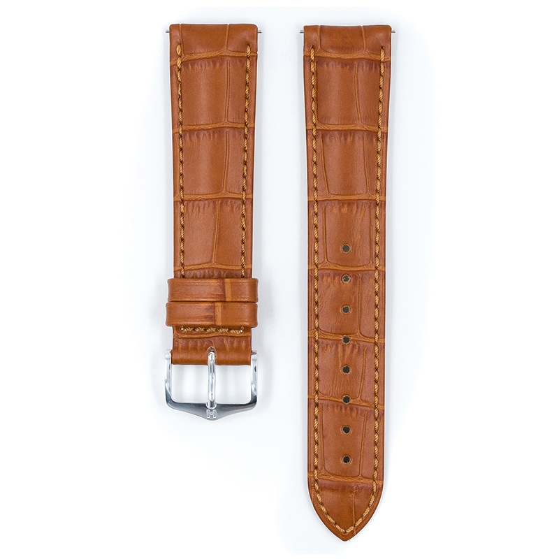 Hirsch Duke Horlogebandje Alligatorgrain Lichtbruin