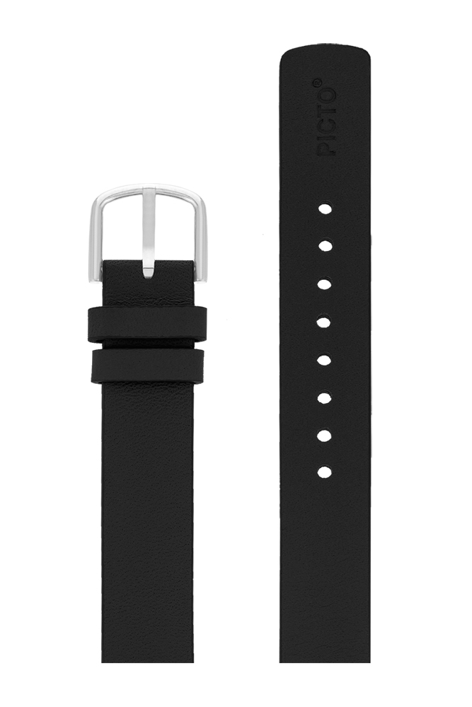 Picto Horlogebandje Zwart Leer - 14mm