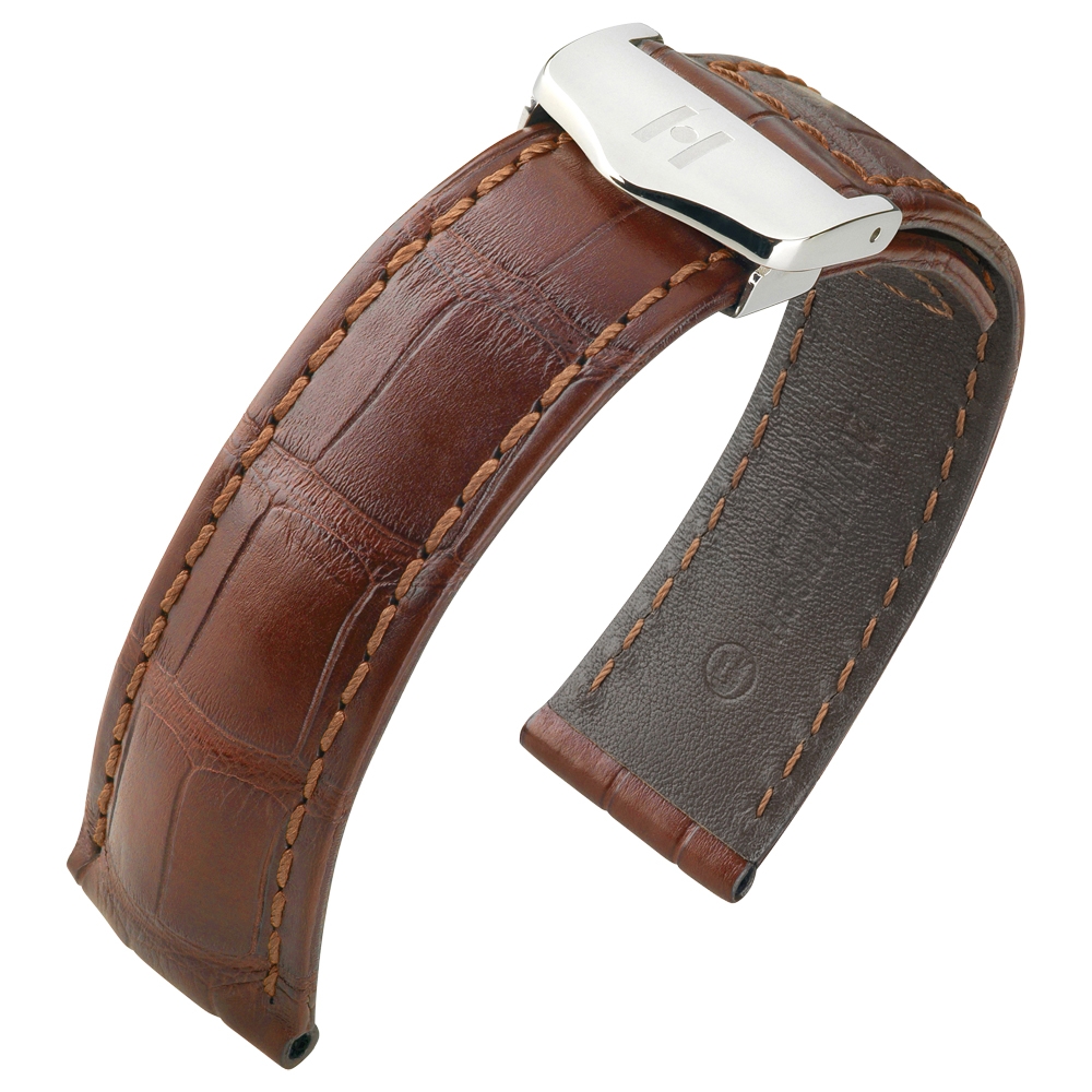 Horlogeband voor TAG Heuer Vouwsluiting - Hirsch Speed Louisiana Alligator Bruin