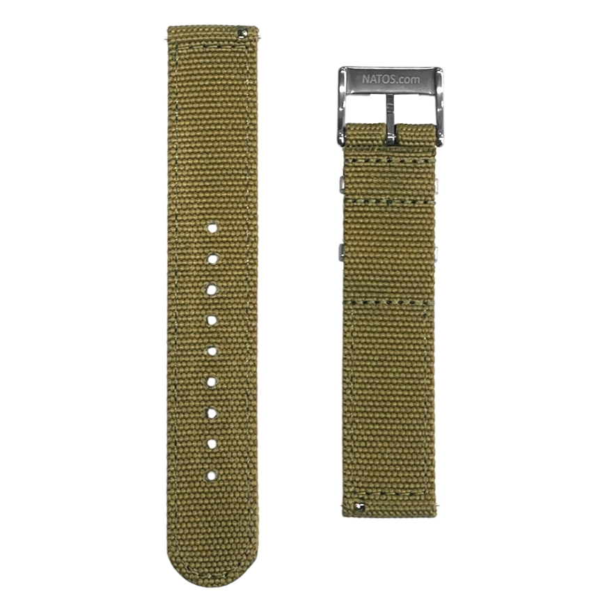 Khaki Canvas Like NATO Nylon Two Piece Strap