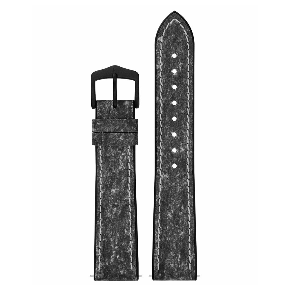 Hirsch Stone Performance Horlogeband Leisteen / Rubber - Zwart