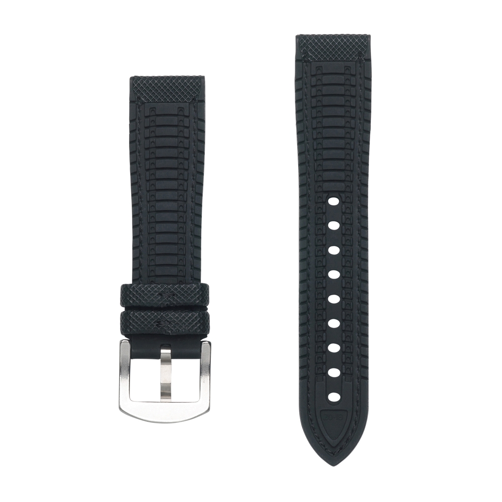 Horlogeband FKM Rubber Zeildoek Structuur Zwart