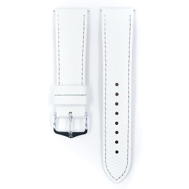 Hirsch Rainbow Horlogebandje Lizardgrain Wit