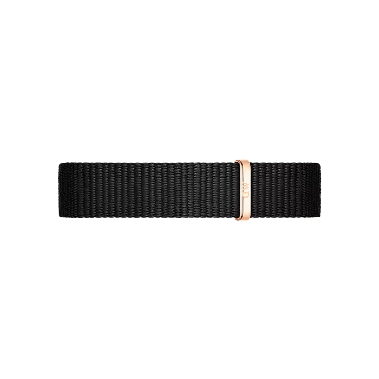 Daniel Wellington 12mm Petite Cornwall Zwart Nato Horlogebandje Rosé Gesp