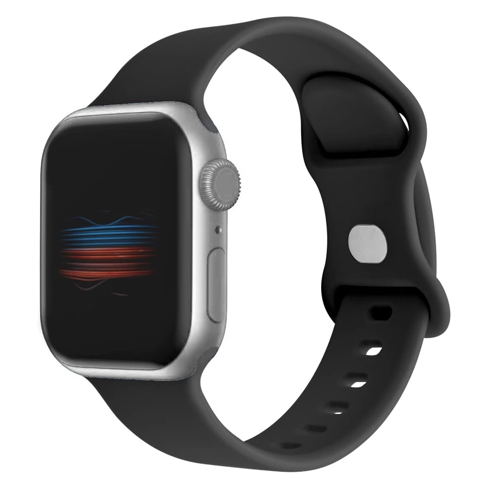 Apple Watch Horlogeband Silicone Rubber Zwart