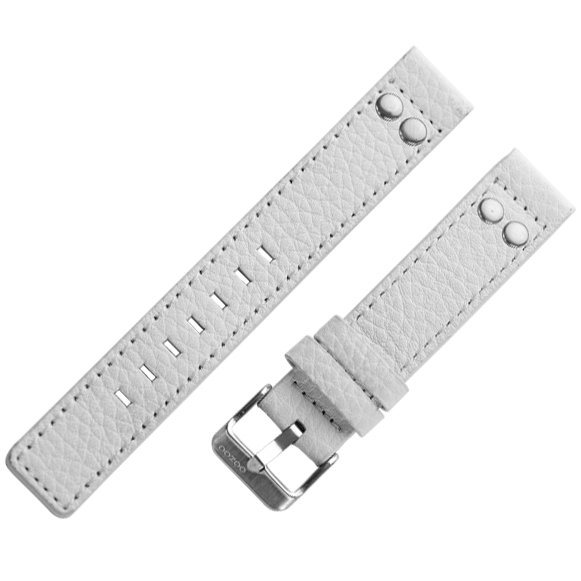 OOZOO Horlogebandje Wit Leer met Studs