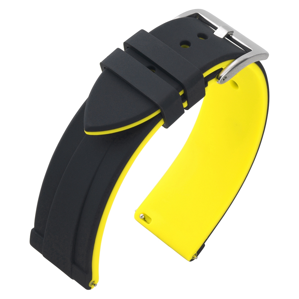 Silicone Rubberen Horlogeband Zwart Geel