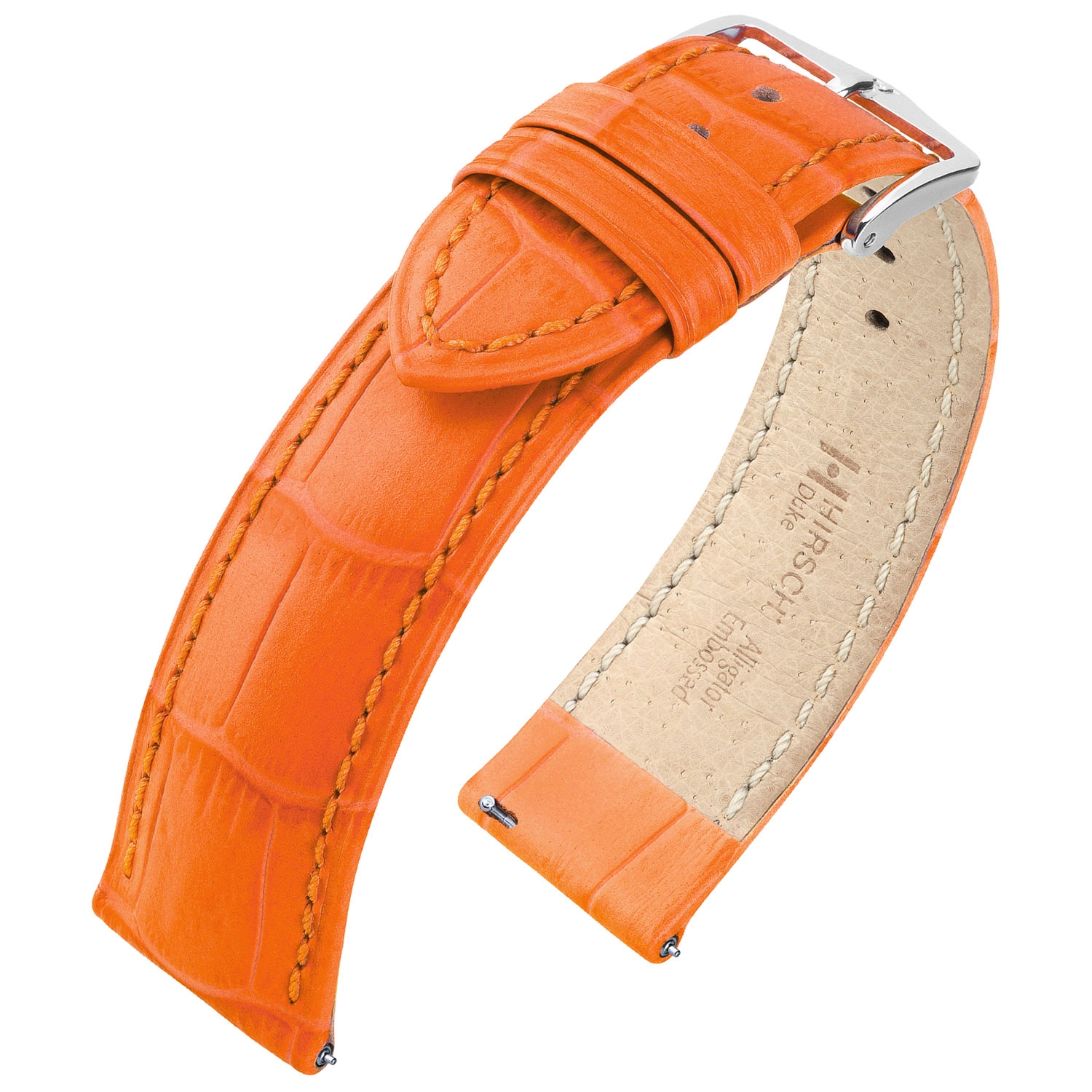 Hirsch Duke Horlogebandje Alligatorgrain Oranje