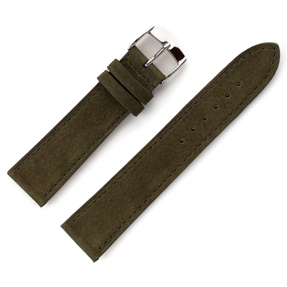LIC Nubuck Stierenleer Horlogeband Khaki Groen